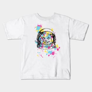 Colourful funny Cat Astronaut Helmet Kids T-Shirt